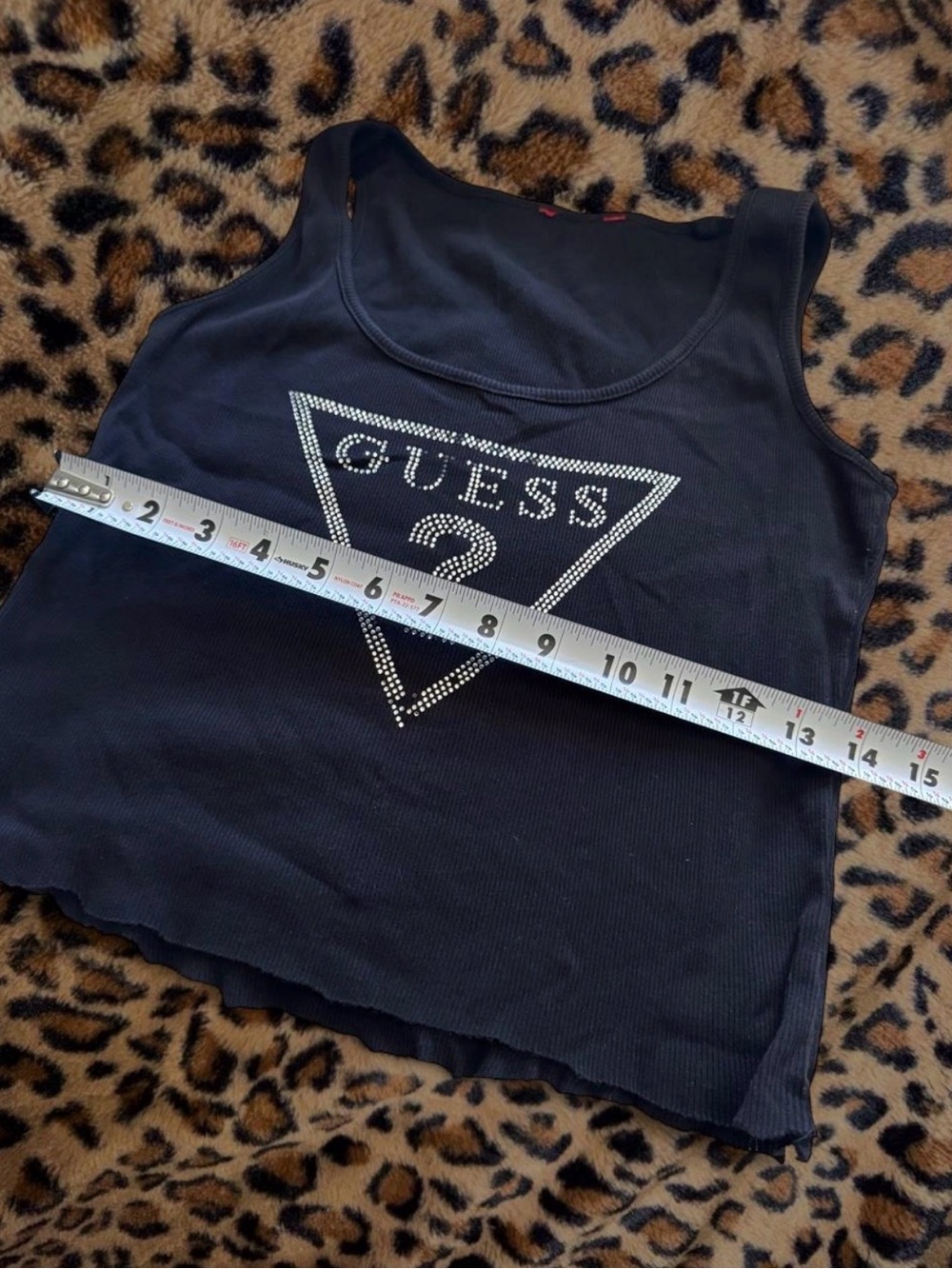 GUESS Black Rhinestone Triangle Logo Tank - Picture 5 of 5